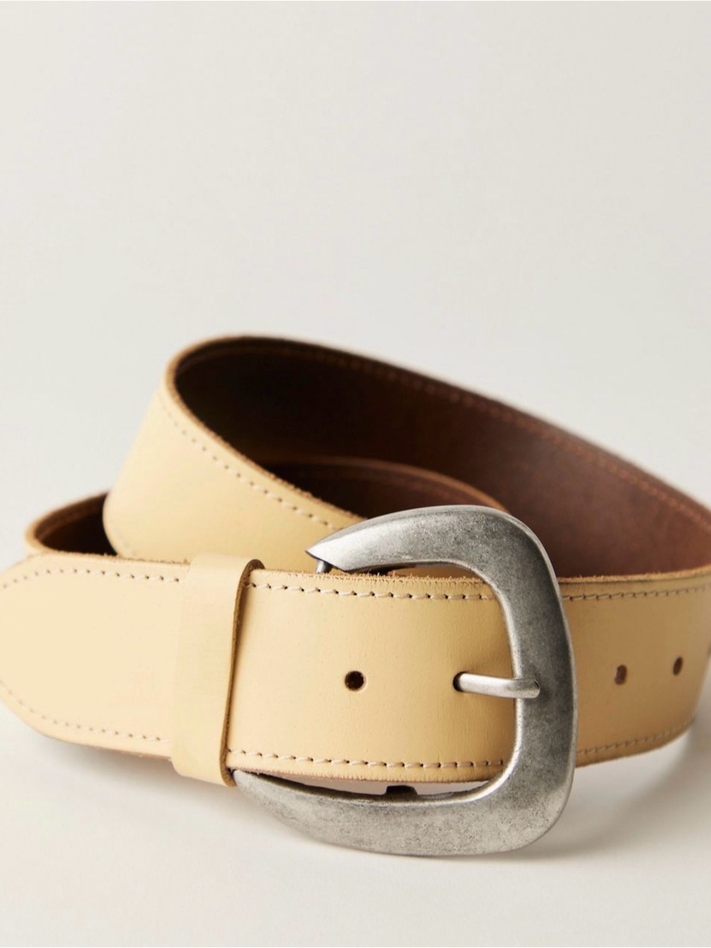 Free People Charlie Leather Belt Light Yellow S/M - Picture 2 of 7